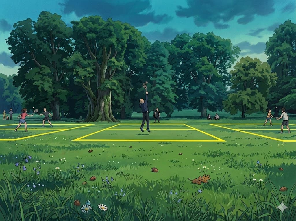 Friends playing crossminton in Bonn